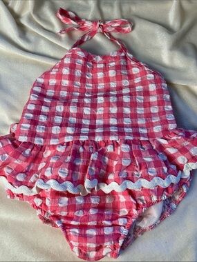 Pink Gingham Halter One-Piece for Kids